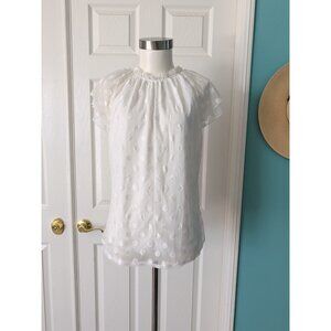 SHANNON FORD NEW YORK Swiss Dot Chiffon Blouse Creamy Polka Dot Lined Sz Medium